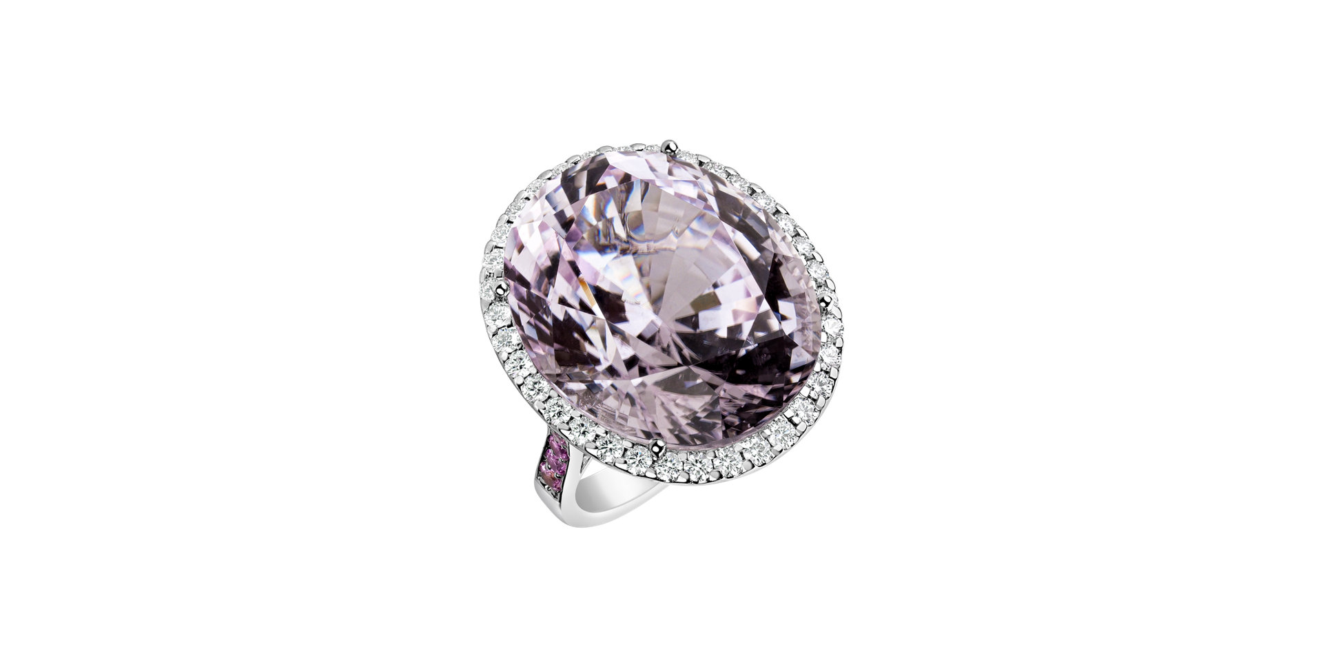 Diamond ring with Kunzite and Sapphire Endless Treasure