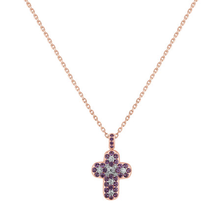 Diamond pendant with Sapphire Cross of  Luck