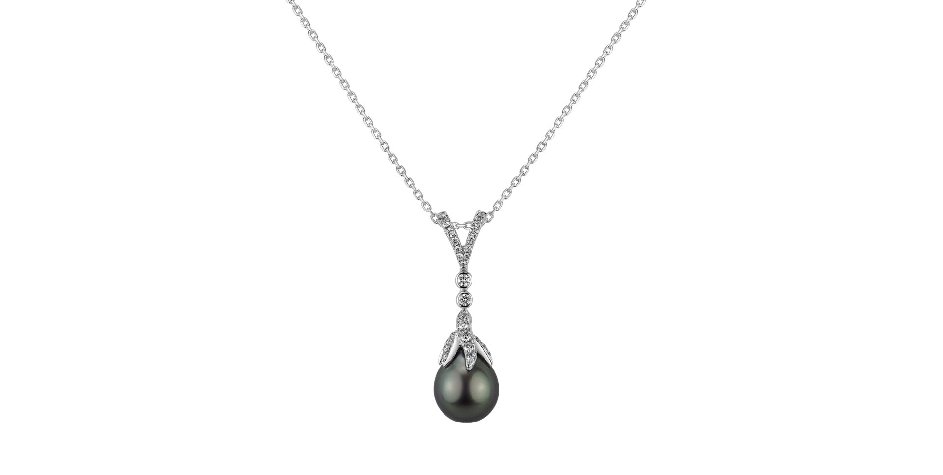 Diamond pendant with Pearl Elinoire