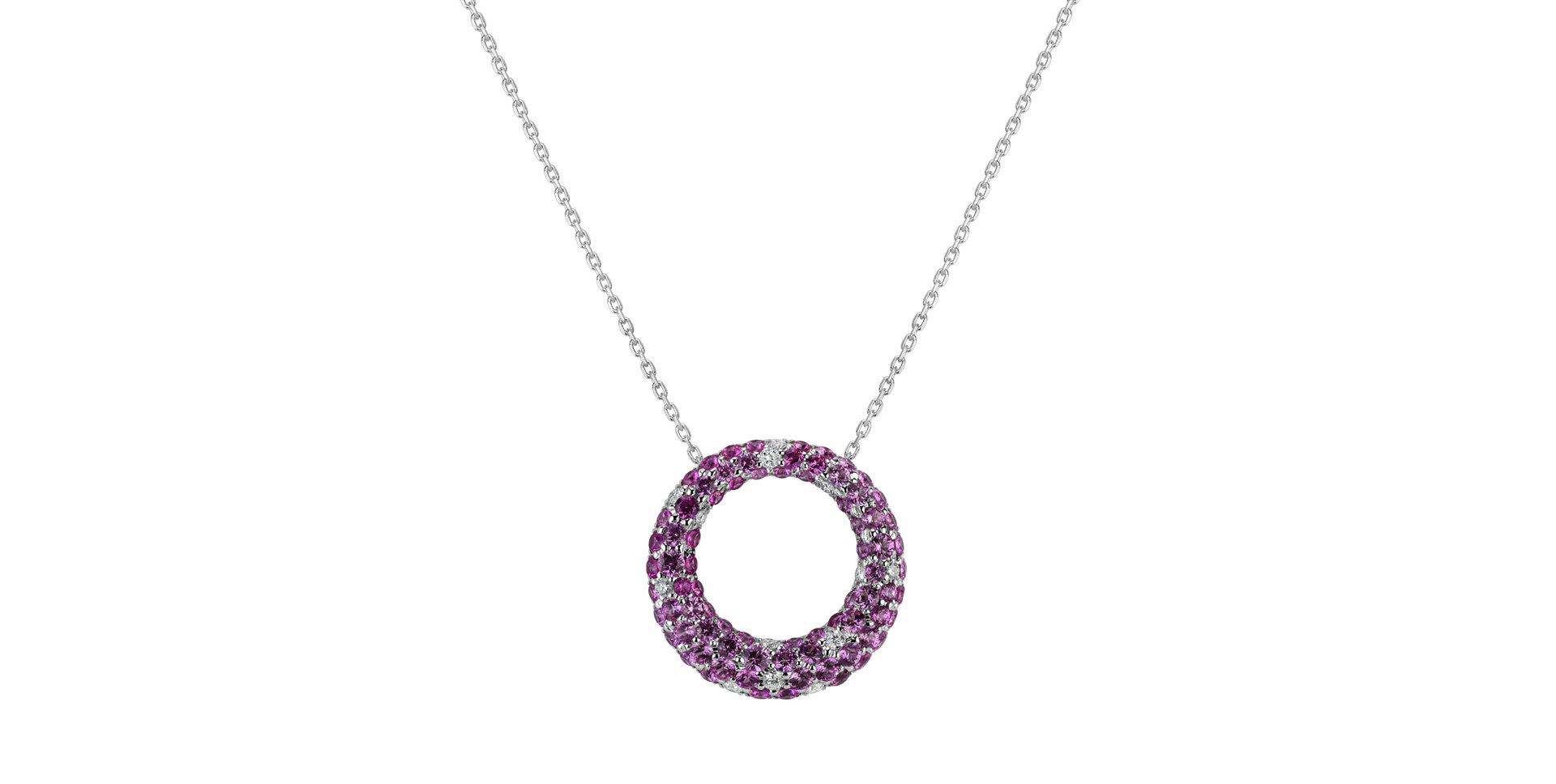 Diamond pendant with Sapphire Circle of Surprise