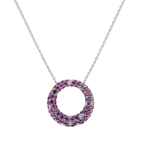 Diamond pendant with Sapphire Circle of Surprise