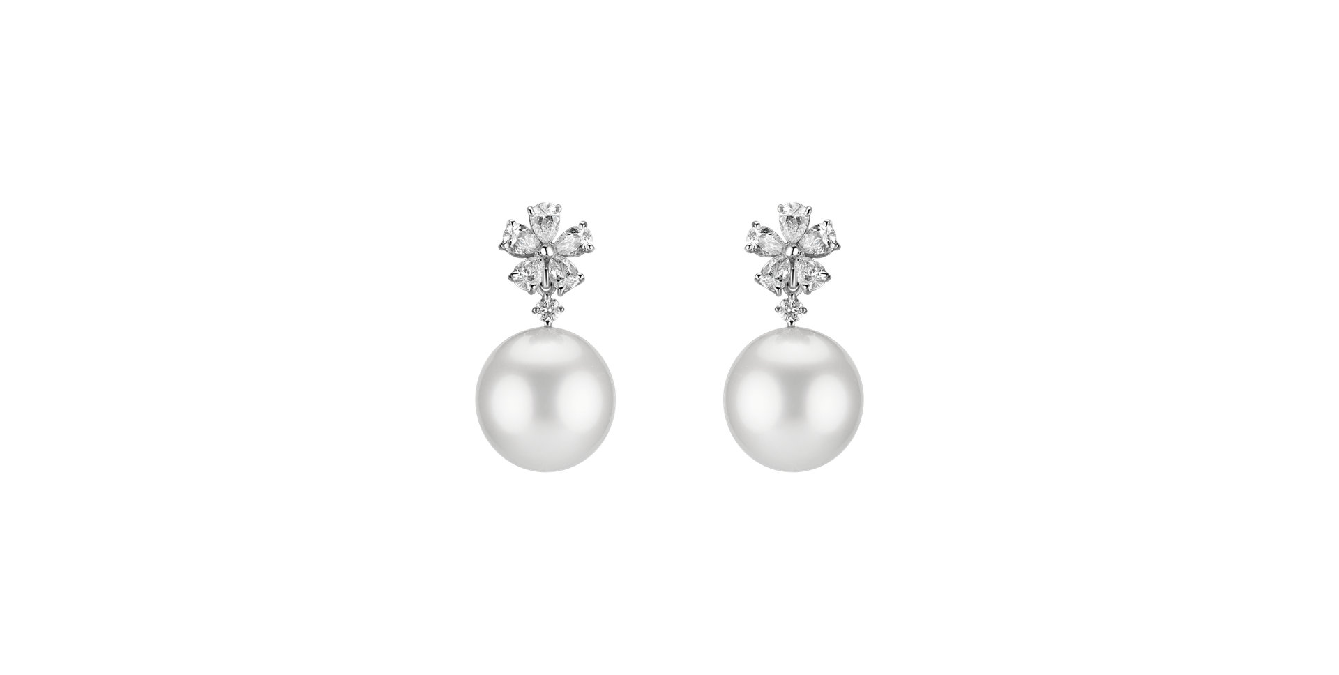 Diamond earrings with Pearl Pearl Flower