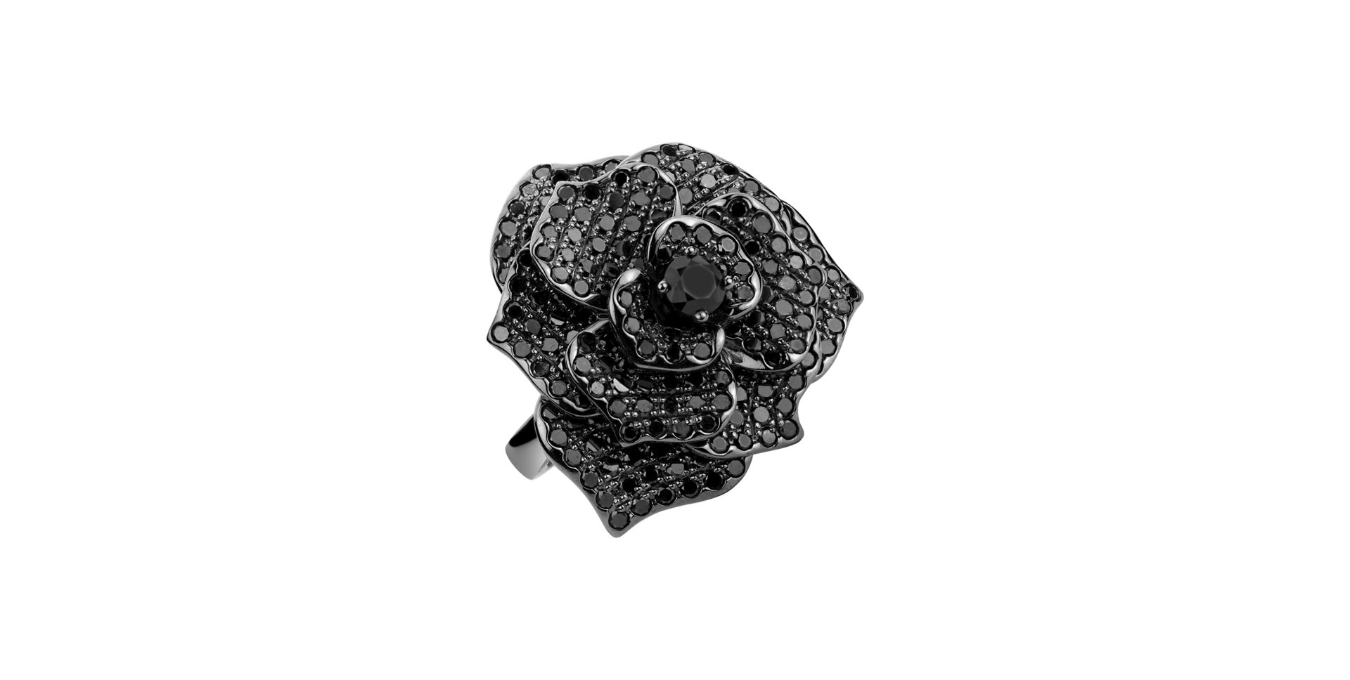 Ring with black diamonds Heavenly Rose