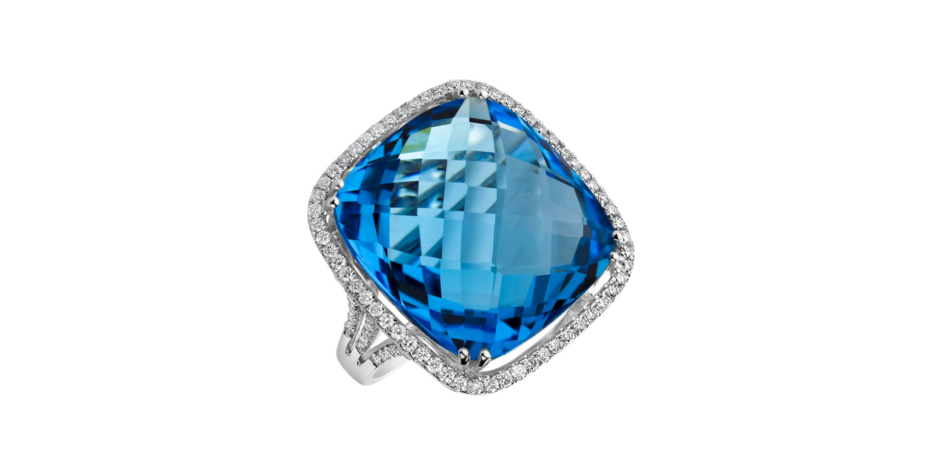 Diamond ring with Topaz Azurela