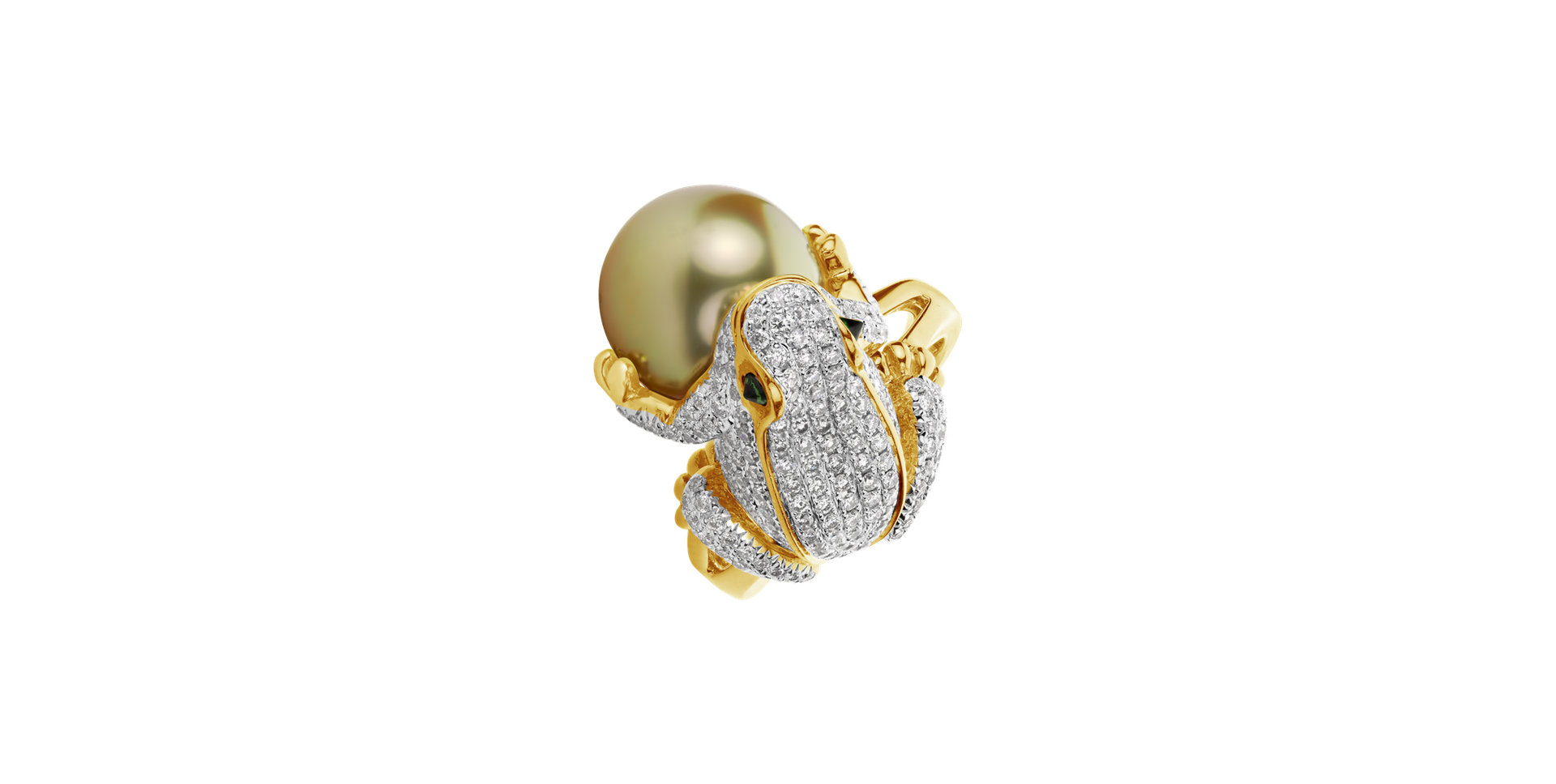 Diamond ring with Pearl and Garnet The Frog Prince