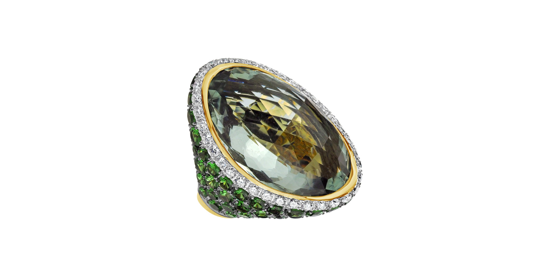 Diamond ring with Amethyst and Garnet Darcie