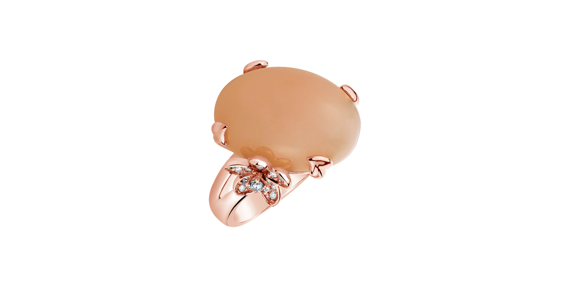 Ring with Moonstone and diamonds Light Salmon