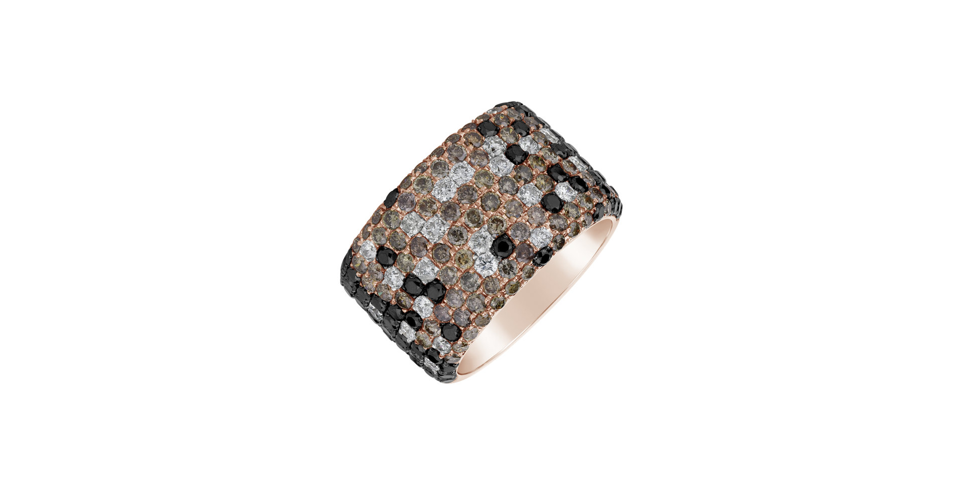 Ring with white, brown and black diamonds Betsy