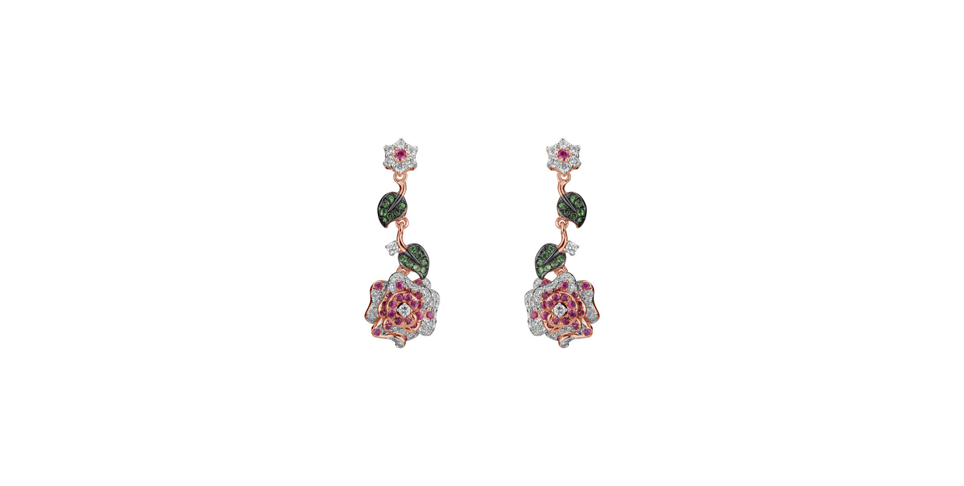 Diamond earrings, Ruby and Garnet Laguna