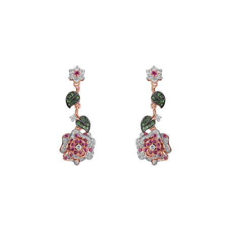 Diamond earrings, Ruby and Garnet Laguna