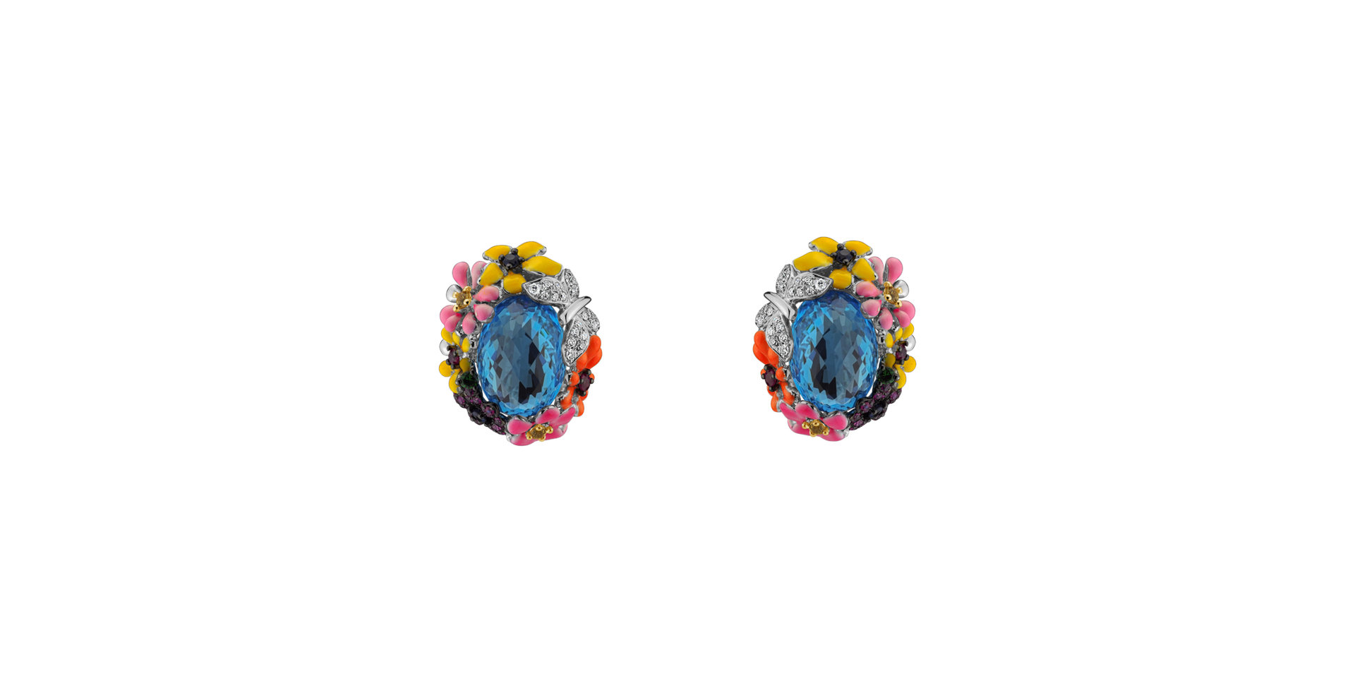 Diamond earrings with Topaz and gemstones Focusing on Spirituality