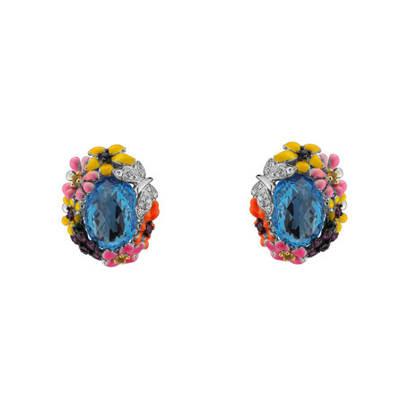 Diamond earrings with Topaz and gemstones Focusing on Spirituality