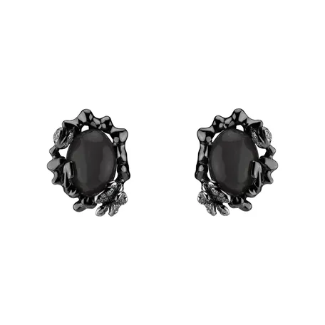 Diamond earrings with Moonstone Woolley