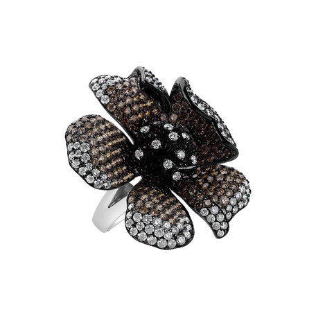 Ring with white, brown and black diamonds Anjanette