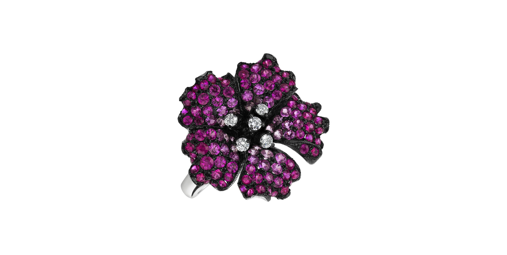 Diamond ring with diamonds, Sapphire and Ruby Cara