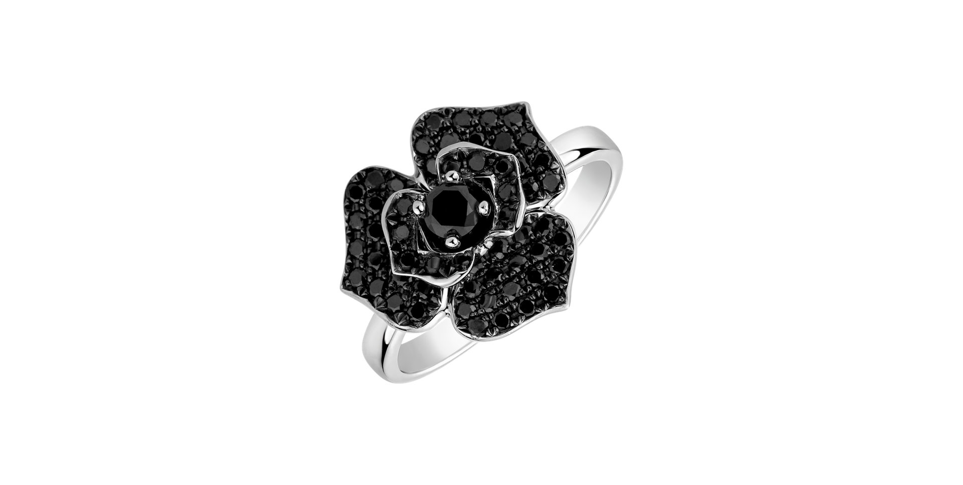 Ring with black diamonds Moonlight Orchid