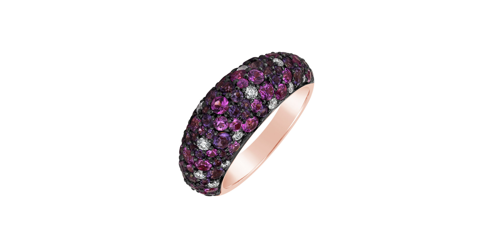 Diamond ring with Amethyst and Sapphire Adeline