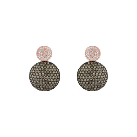 Earrings with brown and white diamonds Graceful Ladyship