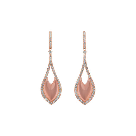 Diamond earrings with Rose Quartz Miss Poetic