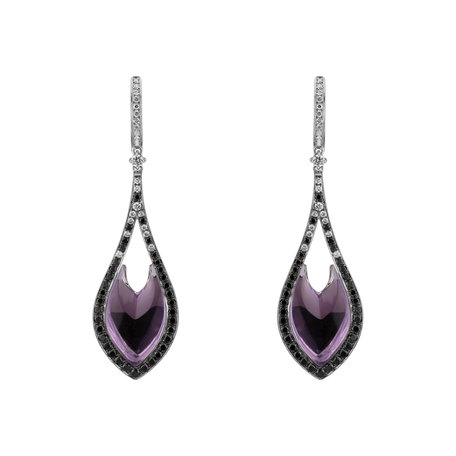 Earrings with Amethyst, black and white diamonds Miss Poetic