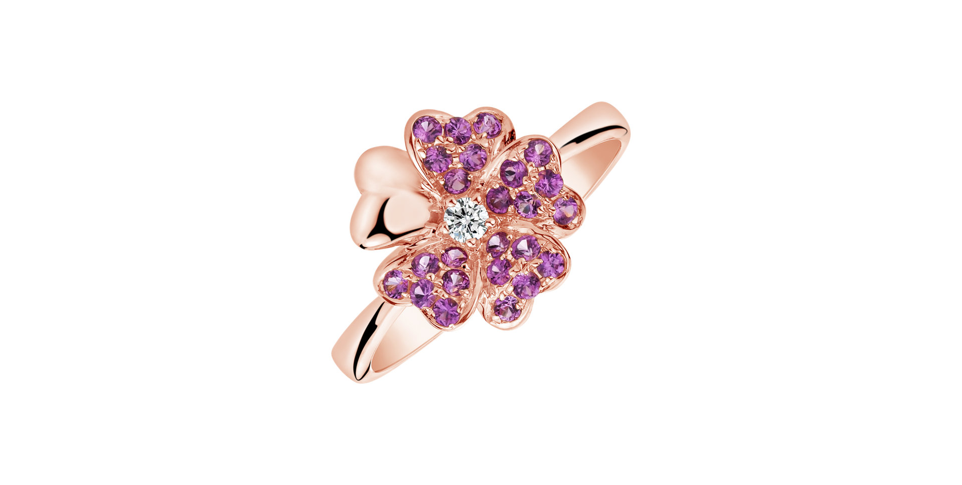 Diamond ring with Sapphire Flower Love