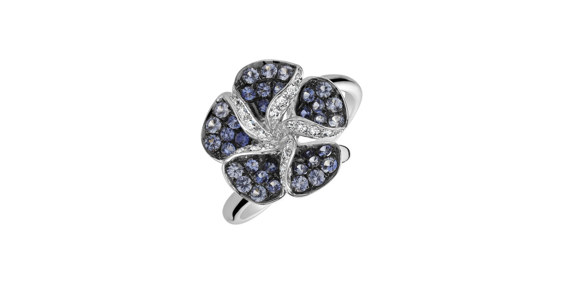 Diamond ring with Sapphire Poetic Orchid