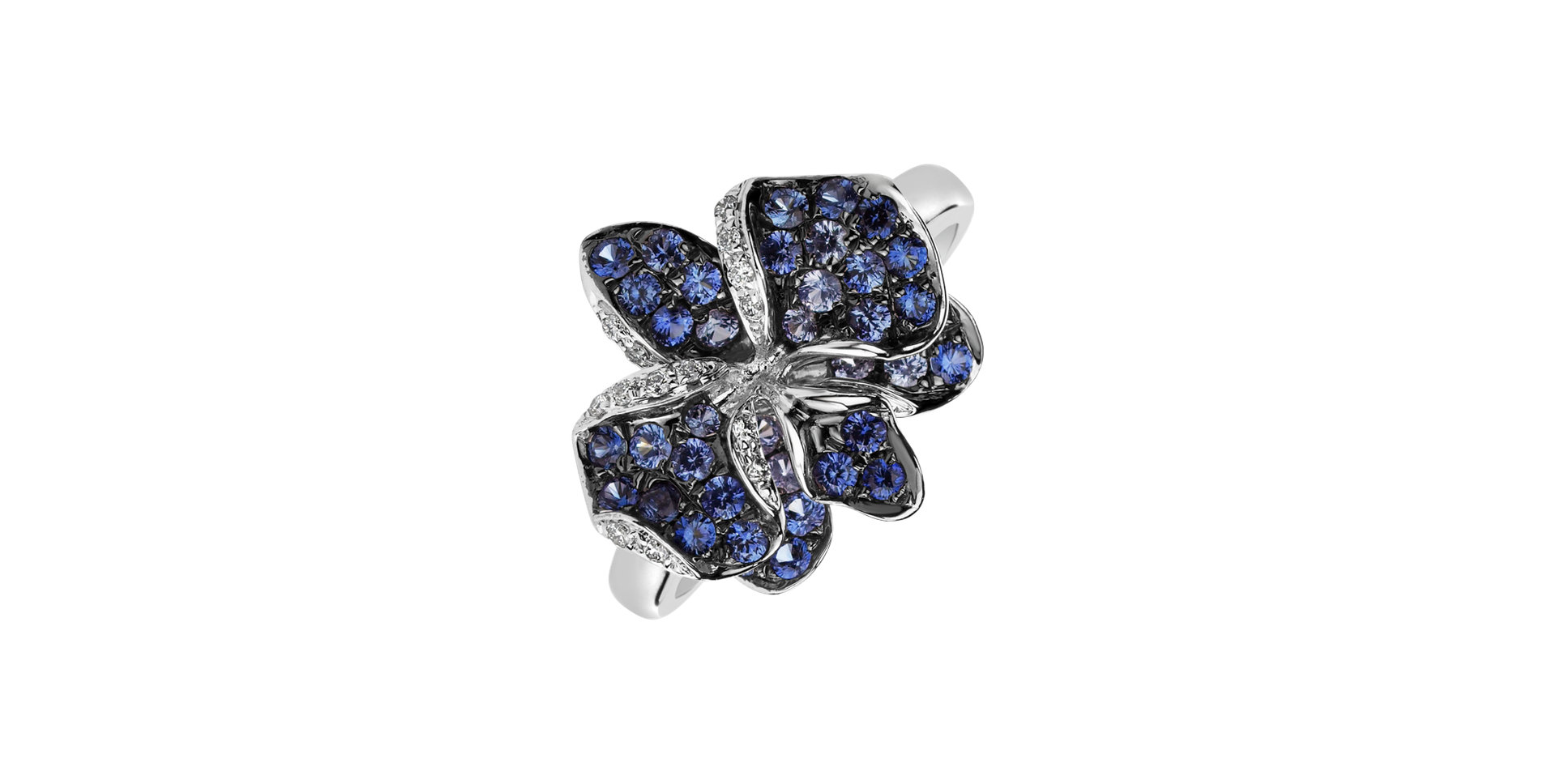Diamond ring with Sapphire Noble Orchid