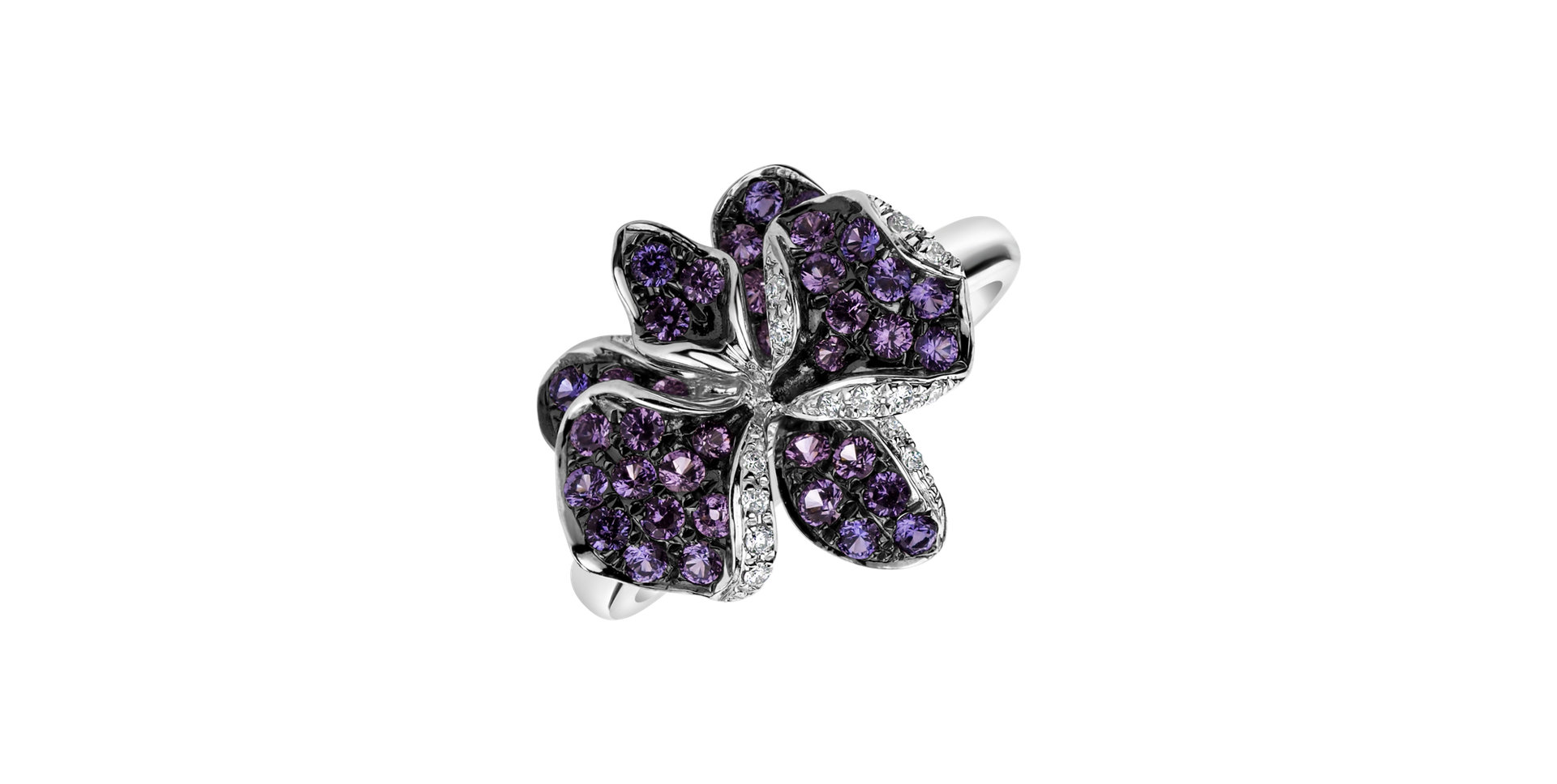 Diamond ring with Sapphire Noble Orchid