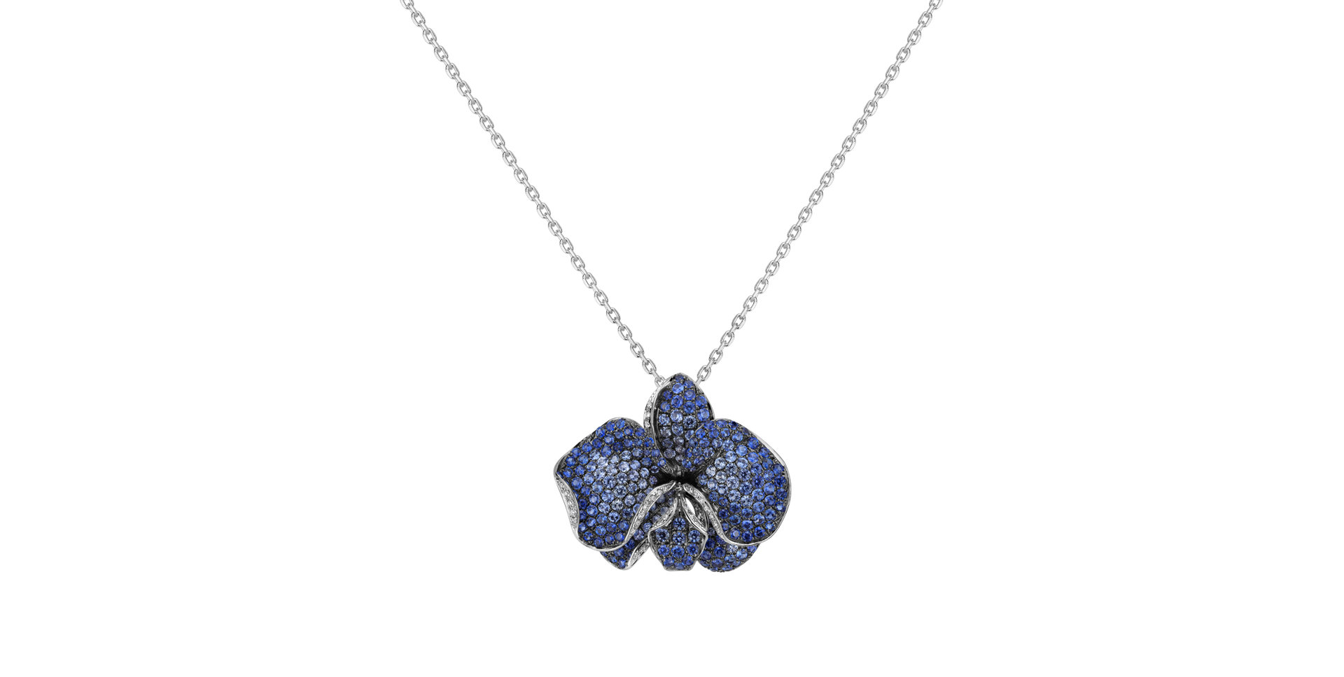Diamond pendant with Sapphire Sunshine Orchid