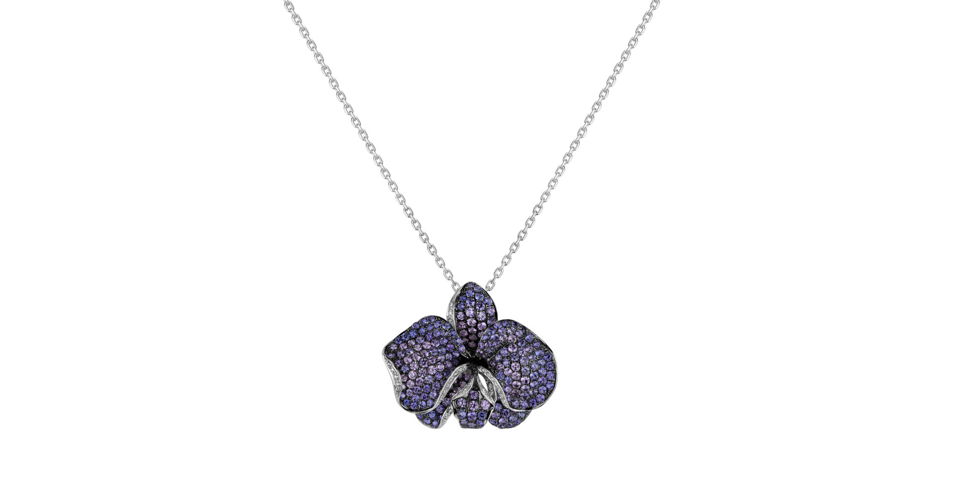 Diamond pendant with Sapphire Sunshine Orchid