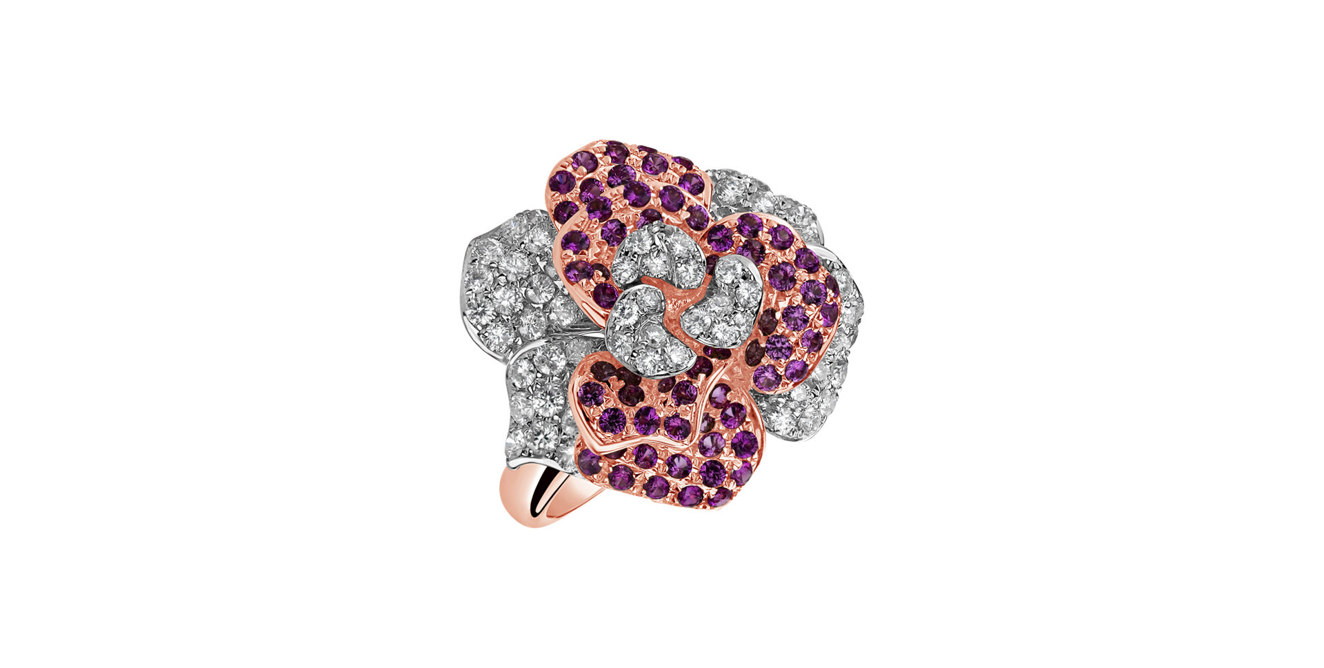 Diamond ring with Sapphire Exotic Magnolia