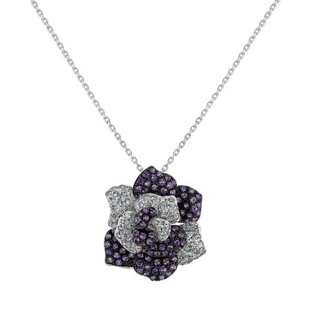 Diamond pendant with Sapphire Poetic Magnolia