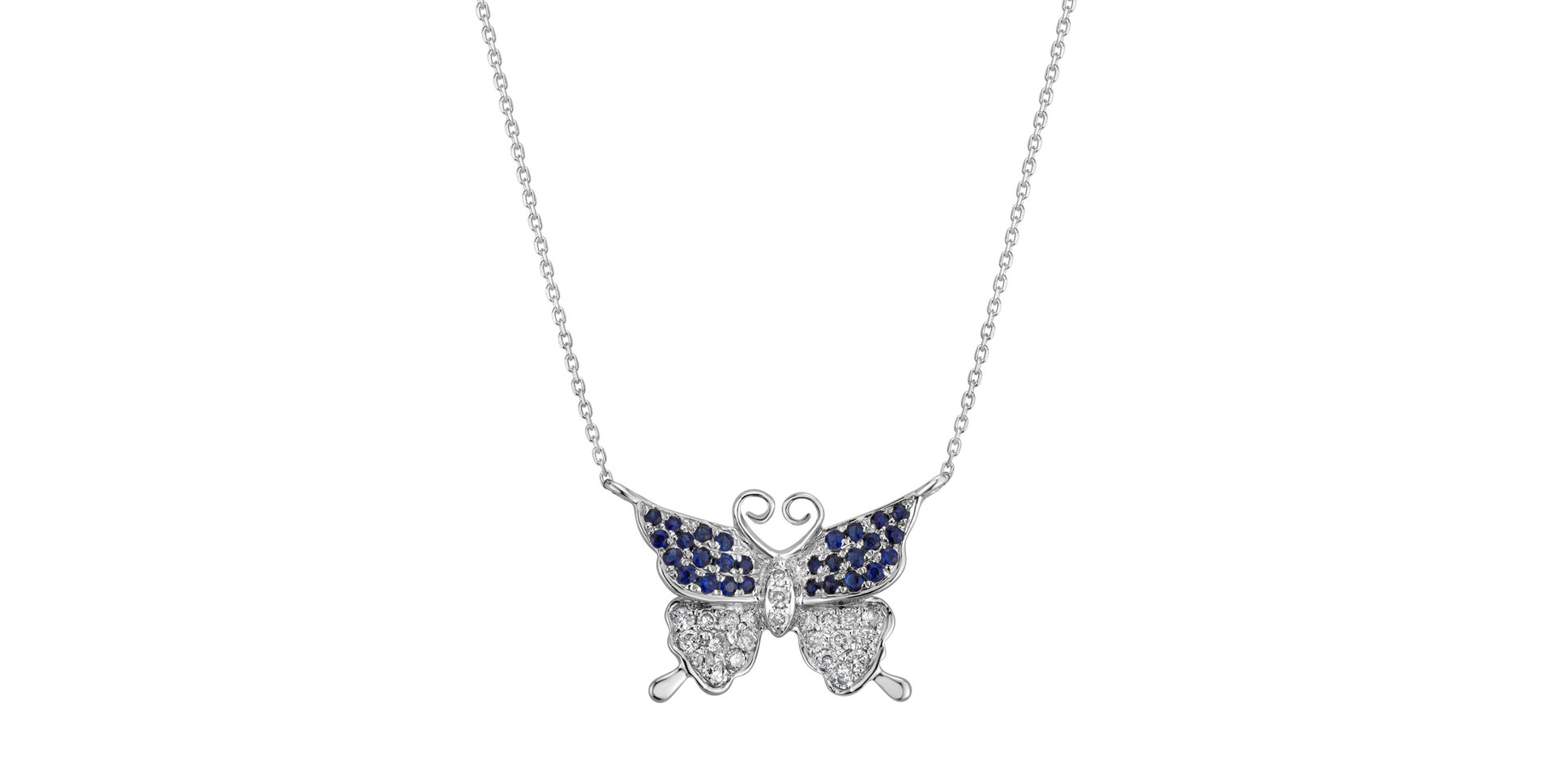 Diamond necklace with Sapphire Monogram Butterfly