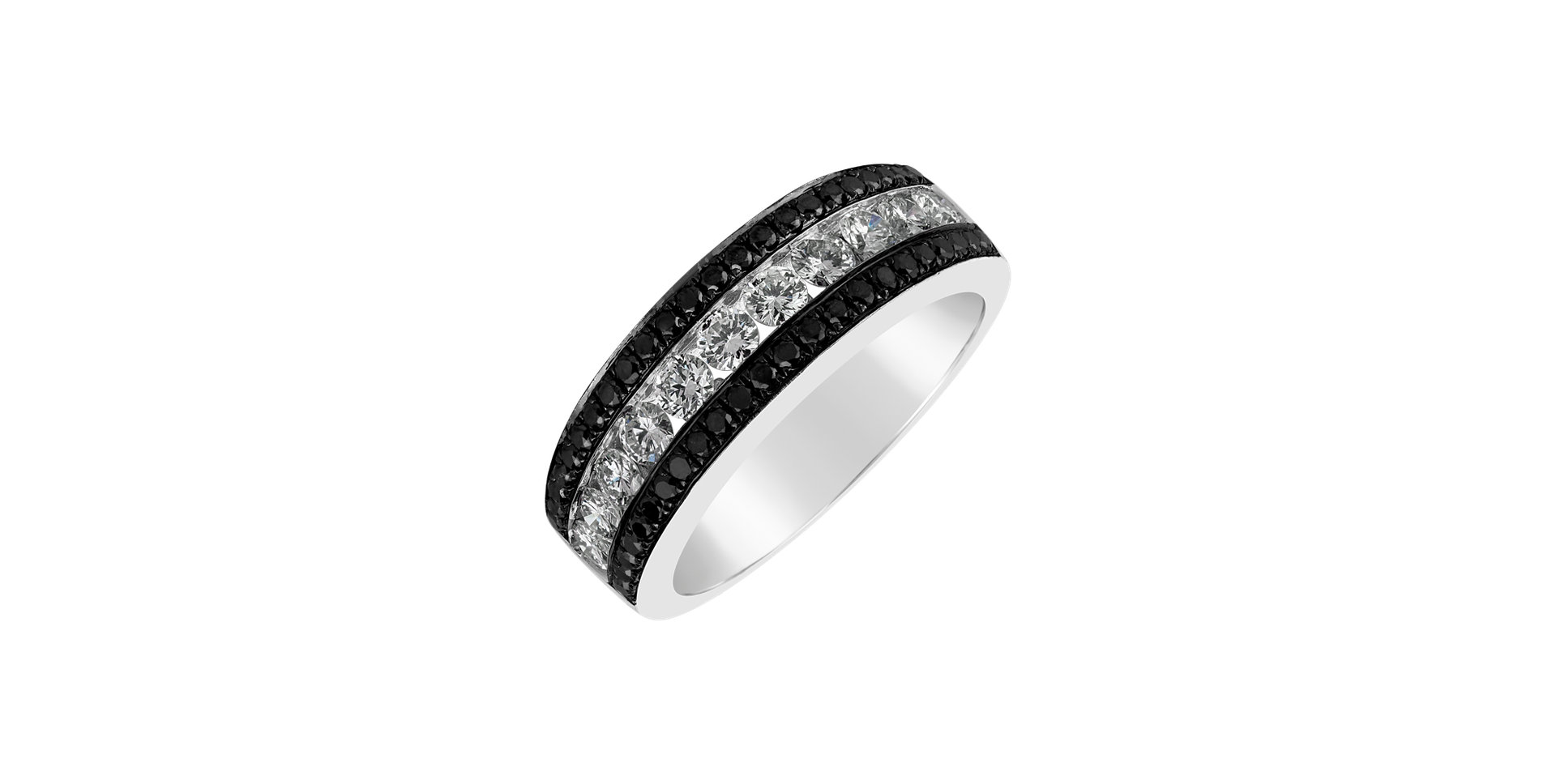 Ring with black and white diamonds Elegant Mystery