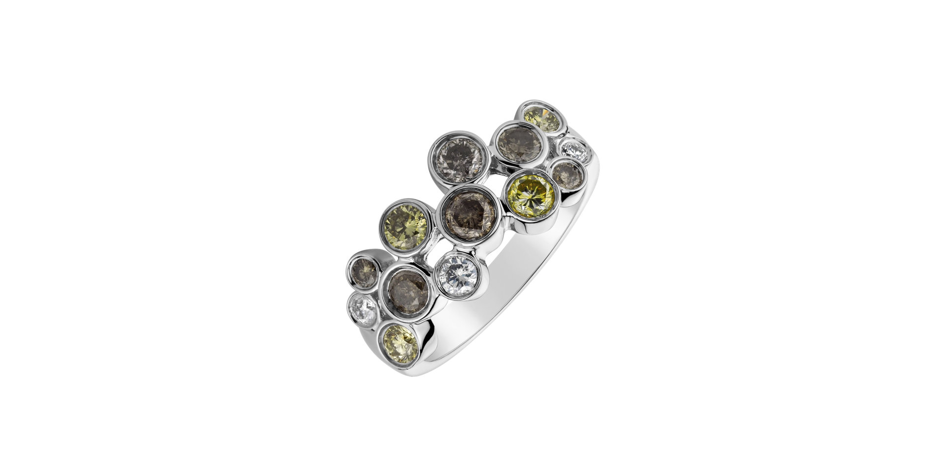 Ring with brown, yellow and white diamonds Oriana