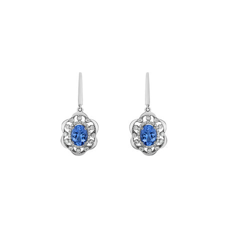 Diamond earrings with Tanzanite Touch of Magic