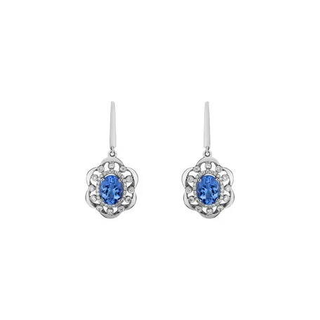 Diamond earrings with Tanzanite Touch of Magic
