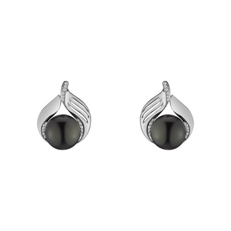 Diamond earrings with Pearl Sea Music