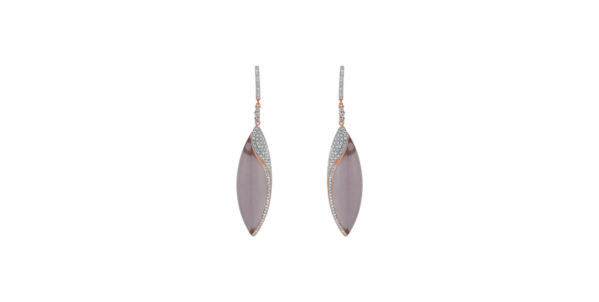 Diamond earrings with Rose Quartz Abbasid