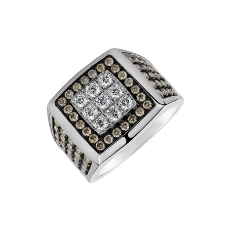 Ring with brown and white diamonds Hattie