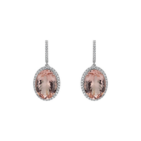 Diamond earrings with Morganite Eulalia