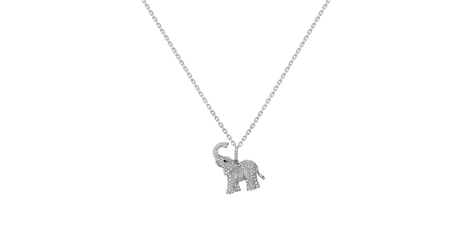 Pendant with black and white diamonds Heaven Elephant