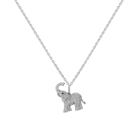 Pendant with black and white diamonds Heaven Elephant
