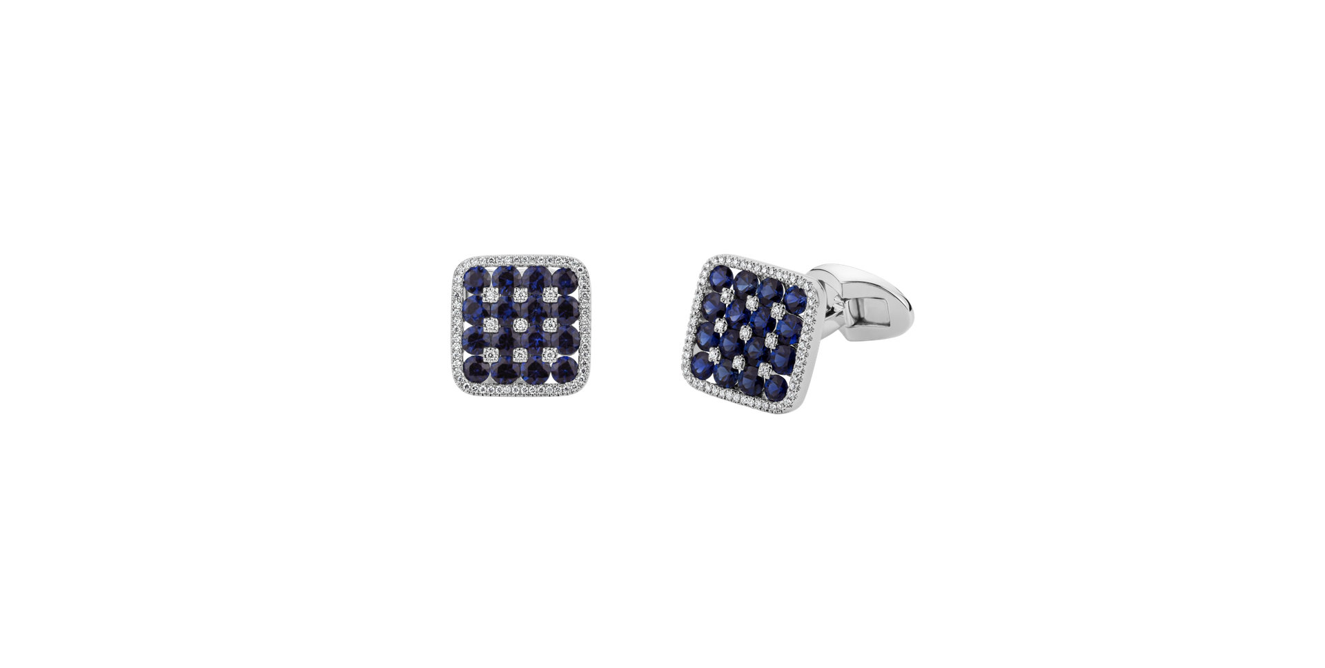 Diamond Cufflinks with Sapphire Wellington