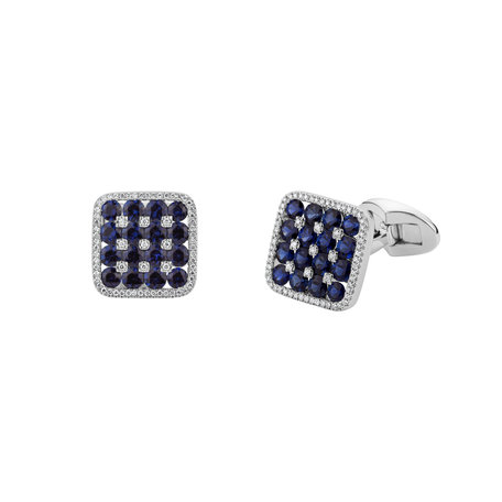 Diamond Cufflinks with Sapphire Wellington