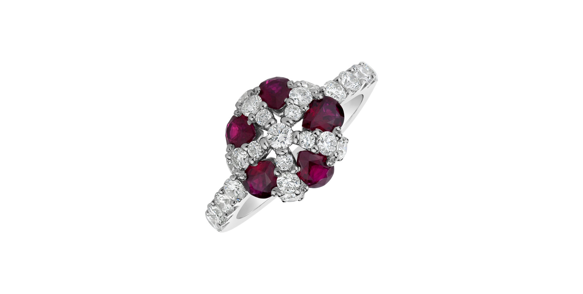 Diamond ring with Ruby Lady Flower