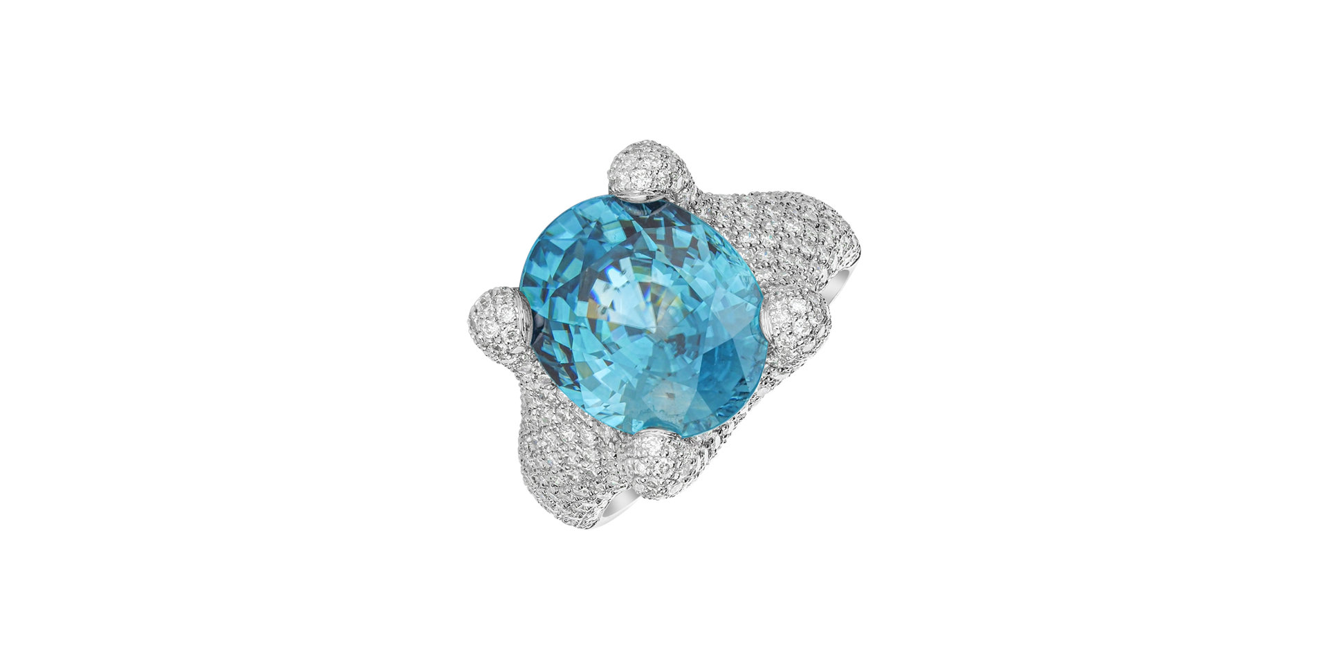 Ring with gemstone and diamonds Midnight Ocean