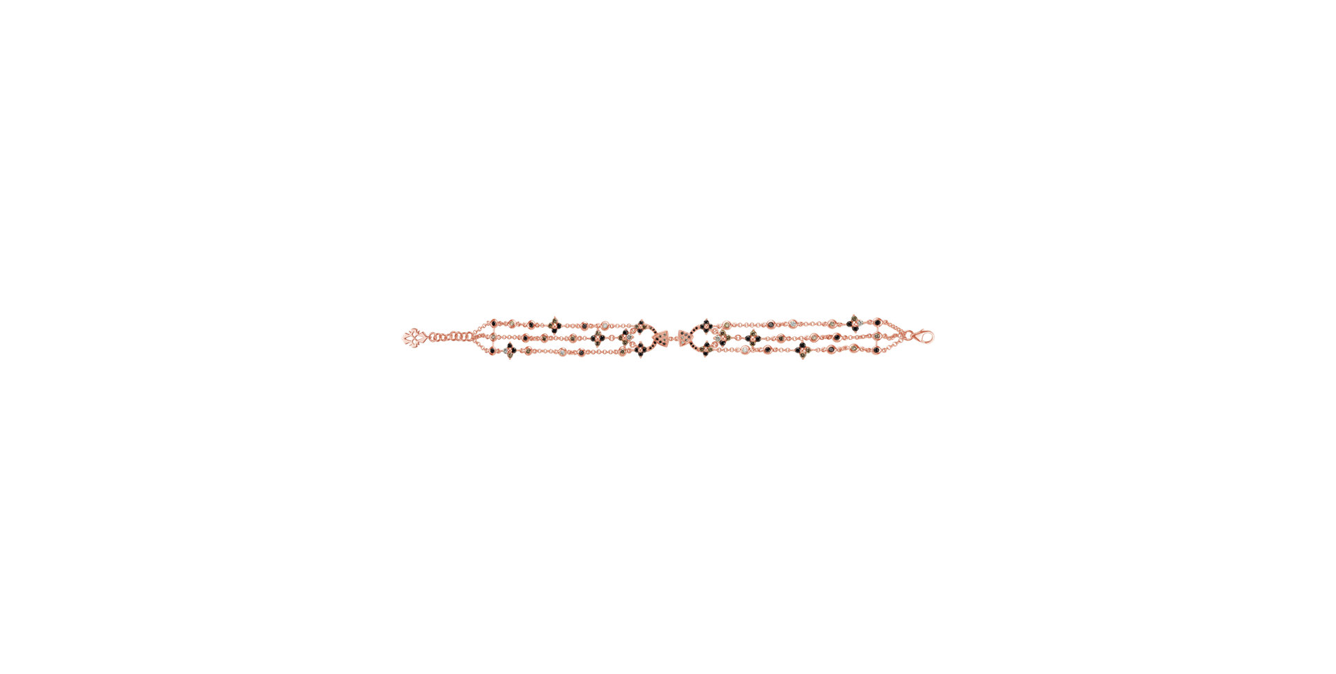 Bracelet with white, brown and black diamonds Gold Symphony