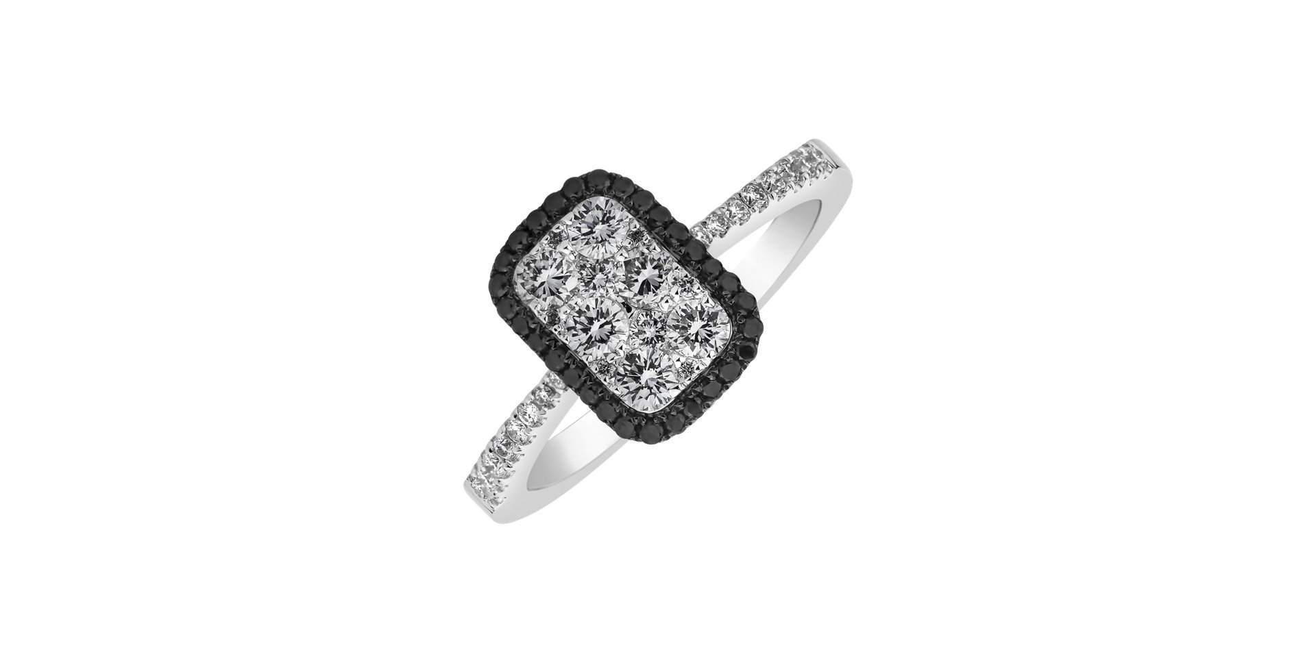 Ring with black and white diamonds Lancelote