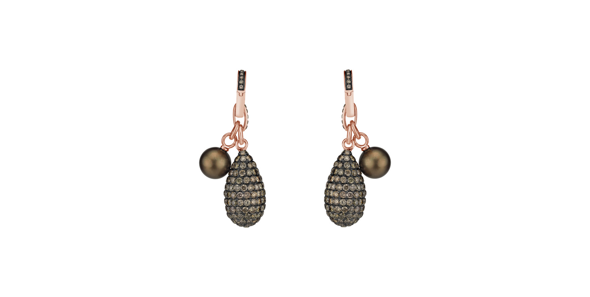 Earrings with brown diamonds and Pearl Magic Dream